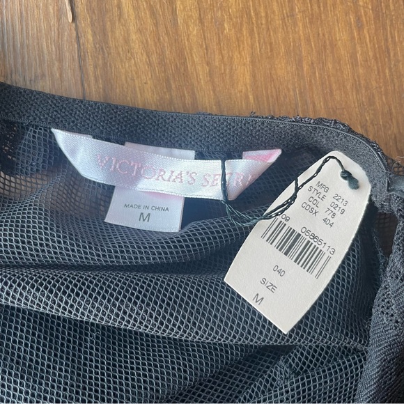 Victorias Secret Lace Lingerie Medium Nightgown Mesh Black Slip Y2K Babydoll - Picture 12 of 15